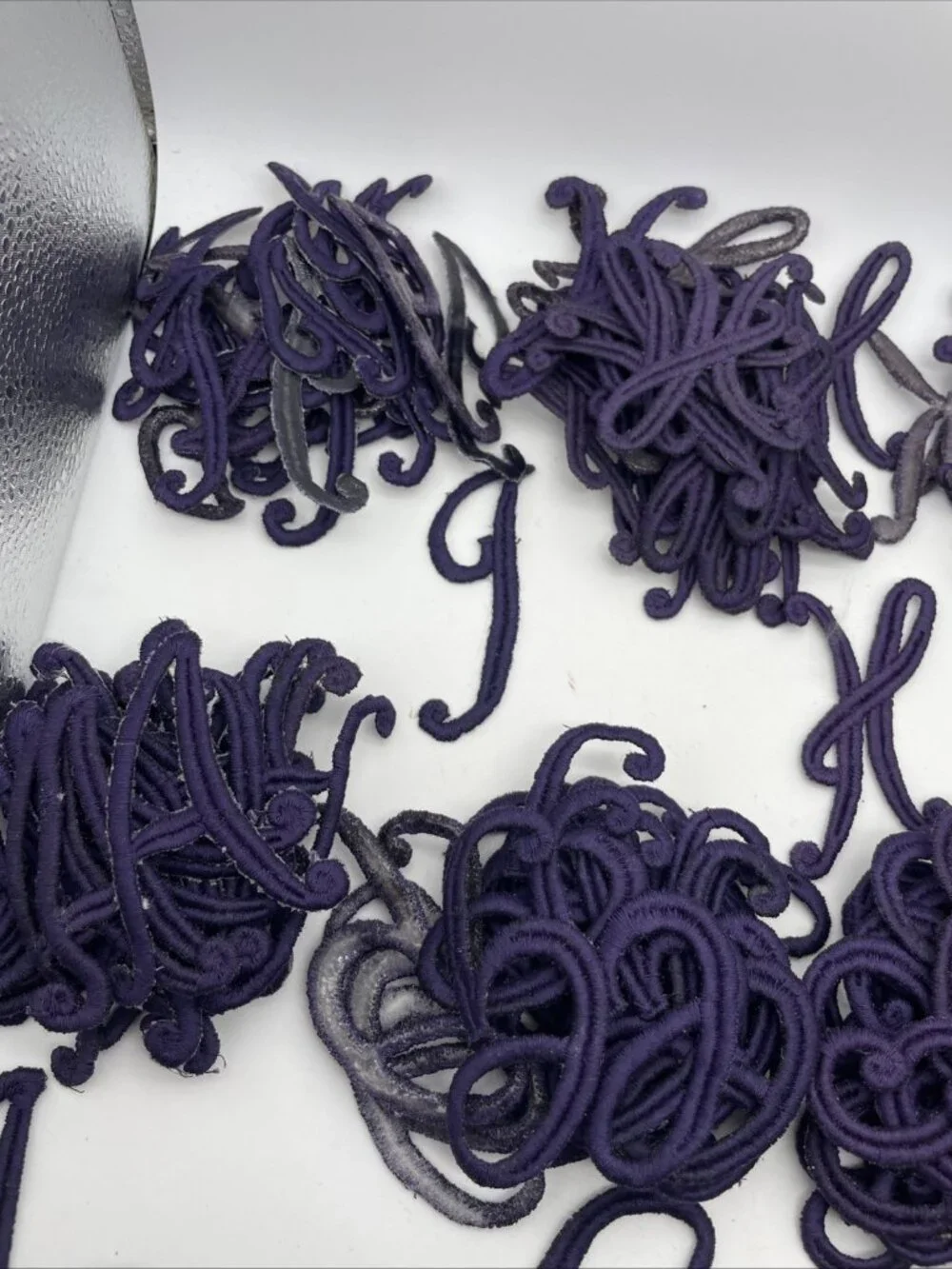 Vintage Monogram Script 3” Letters JC Nellissen Applique Patch Dark Purple Lot